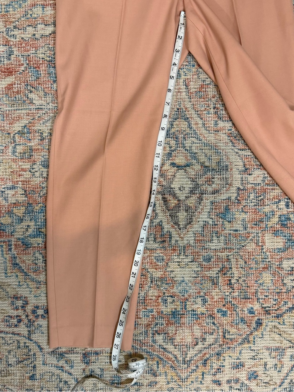 REISS Wool Blend Trousers US 6 Blush Pink Tailored Tapered Ankle Dress Pant - Picture 5 of 8